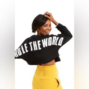 (B5) Gabrielle Union x NY&C Rule The World Cropped Sweatshirt Black Size Large